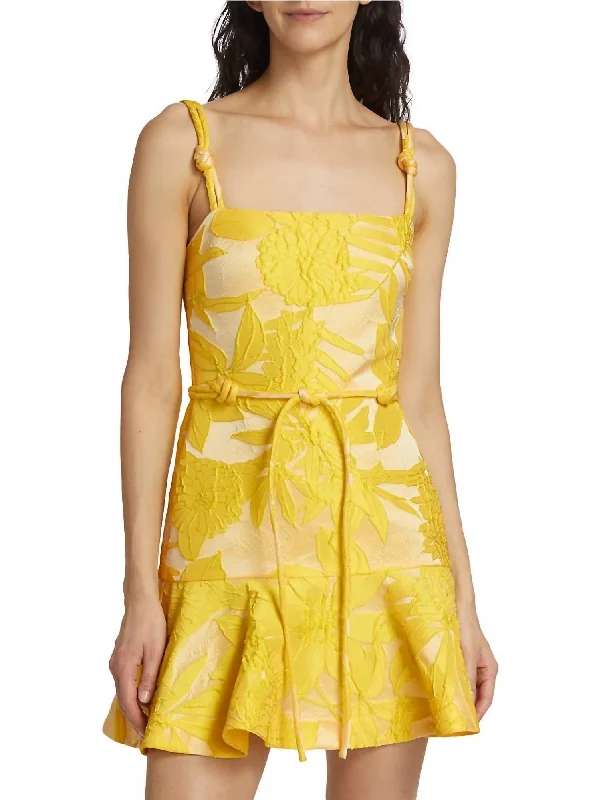 Alik Mini Dress In Tuscan Spring Elegant Satin Mini Dress