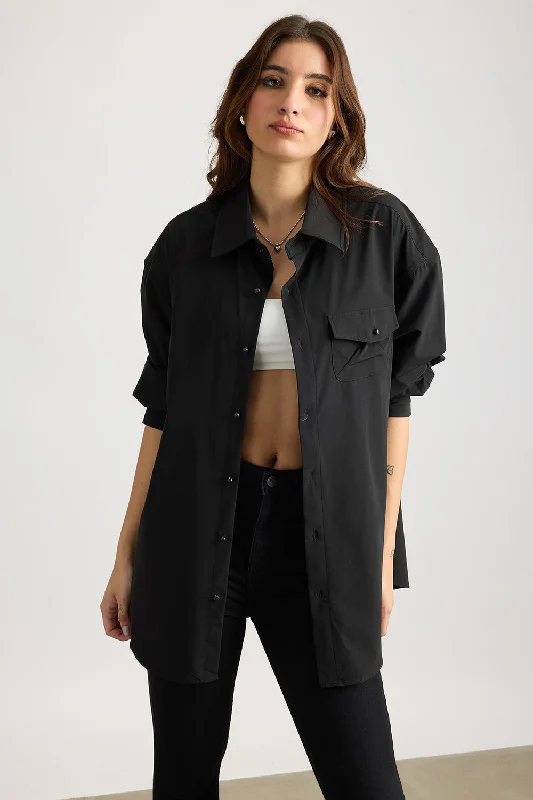 Black Breezey Light Shirt Relaxed Fit Short Shirt