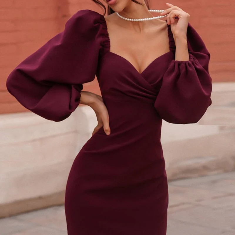 DressBetty - Classic Christmas Evening Formal Date Office Party Midi Dress Comfortable Wrap Midi Dress