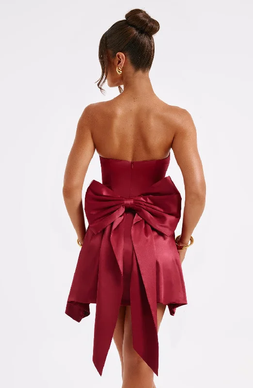 Freja Mini Dress - Burgundy Comfortable Wrap Mini Dress