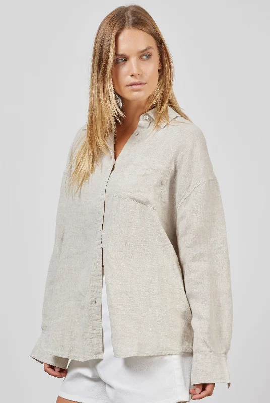 Hampton Linen Shirt Elegant Draped Short Sleeve