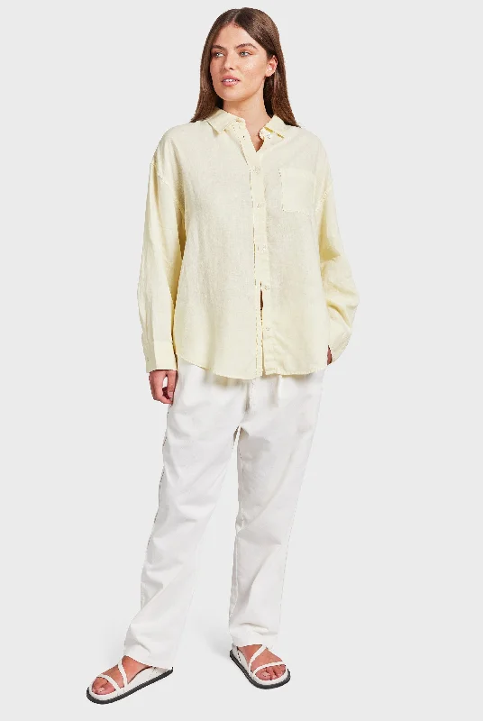 Hampton Linen Shirt Chic V-Neck Short Blouse