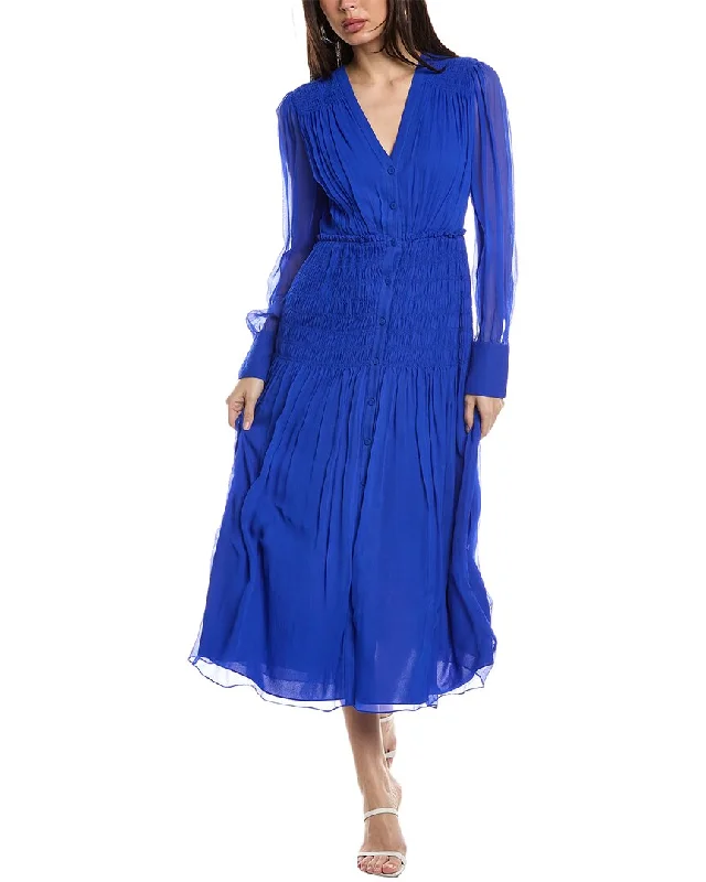 Jason Wu V-Neck Chiffon Silk Midi Dress Comfortable Casual Midi Dress