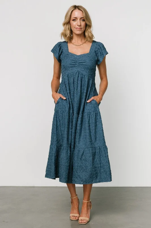 Kesler Midi Dress | Blue Stylish Wraparound Midi Dress