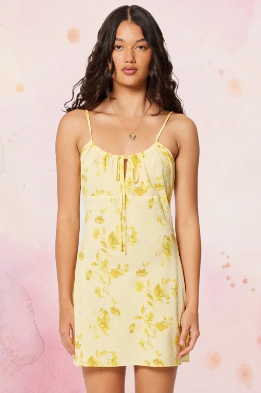 ROLLAS Womens Georgie Mini Dress - Limoncello Daydream Comfortable Fit-and-Flare Mini Dress