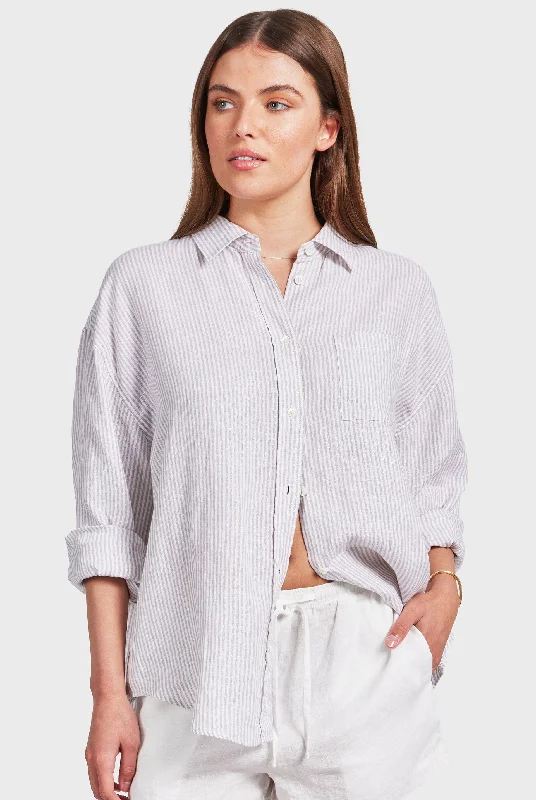 Rory Linen Shirt Elegant Draped Short Sleeve