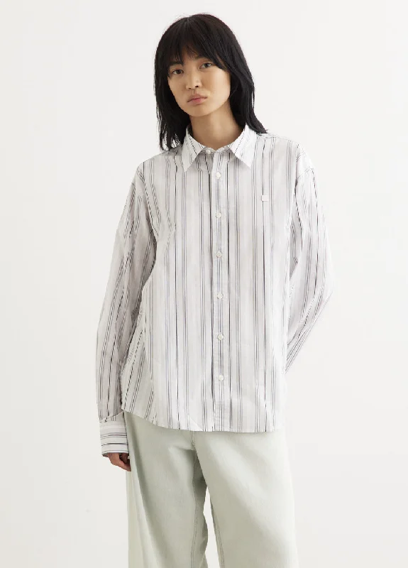 Sarlie Long Sleeve Stripe Shirt Fashionable Tied Short Sleeve