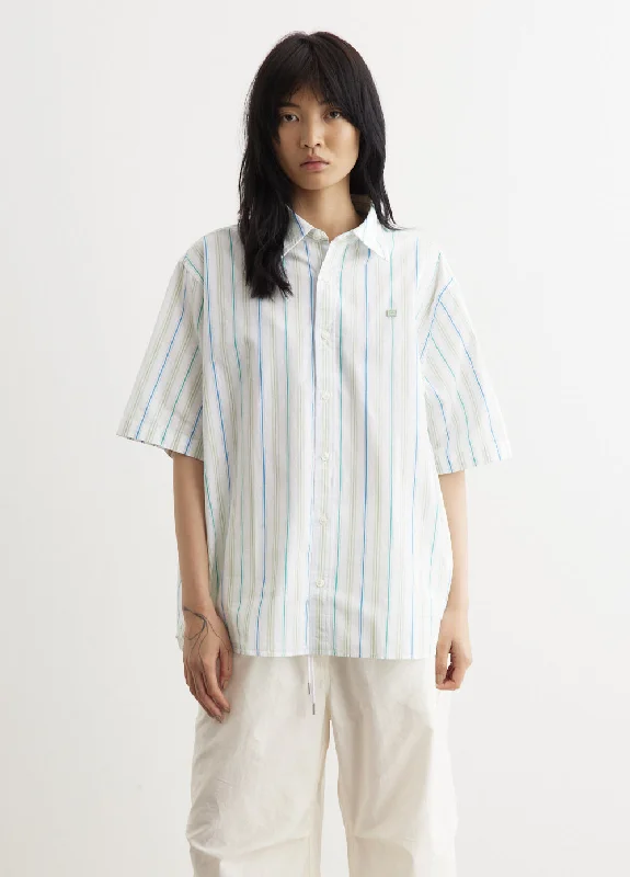 Sarlie Short Sleeve Stripe Shirt Comfortable Pocket Short Shirt