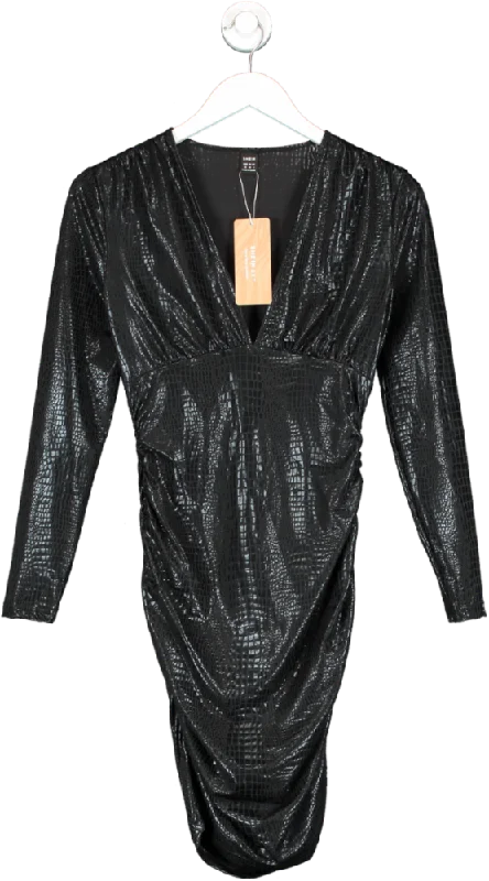 SHEIN Black Snakeskin Mini Dress UK XS Comfortable Ruffle Mini Dress