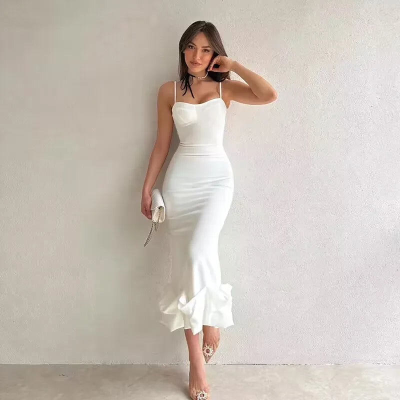 DressBetty - 2024 Summer Sexy Sleeveless Backless Elegant Midi Dress Fashionable A-Line Midi Dress