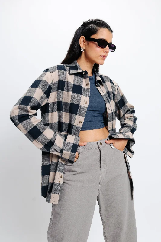 Black Checkered Shirt Casual Cotton Short Shirt