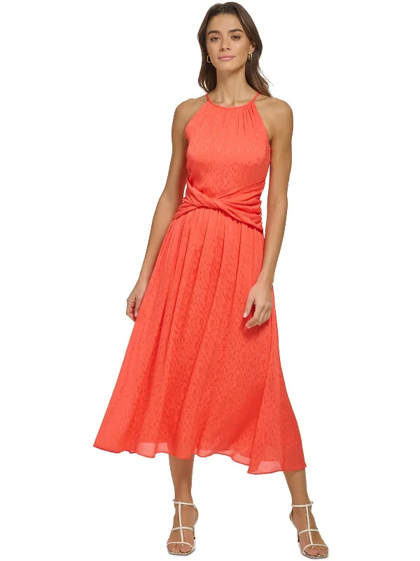 Womens Halter Twist Waist Midi Dress Fashionable Casual Midi Dress