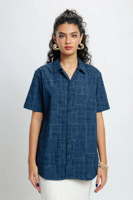 Cotton Mesh Shirt Comfortable Short Sleeve Blouse