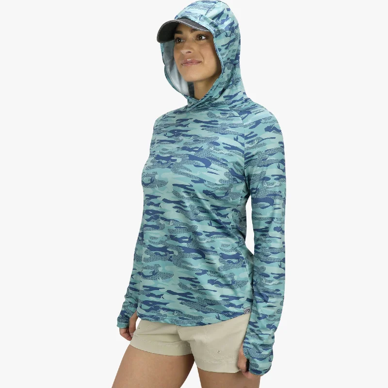 Women's Tactical Camo  Hooded LS Performance Shirt Cozy Striped Short Sleeve