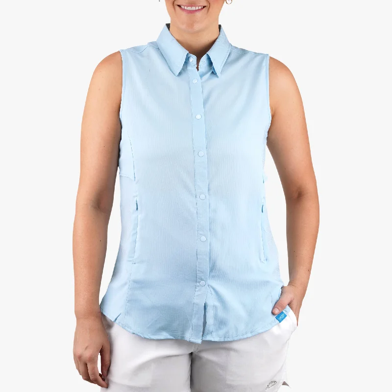 Women's Wrangle Sleeveless Vented Fishing Shirt Soft Flowing Short Shirt