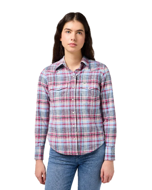 Western Shirt in Violet Quartz Comfortable Flowing Short Sleeve