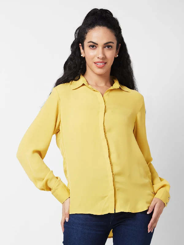 Spykar Mango Solid Shirt For Women Modern Casual Short Sleeve