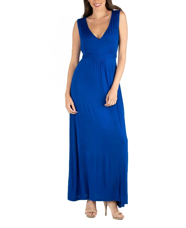 V-Neck Sleeveless Maxi Dress with Belt Elegant Lace-Up Maxi Dress