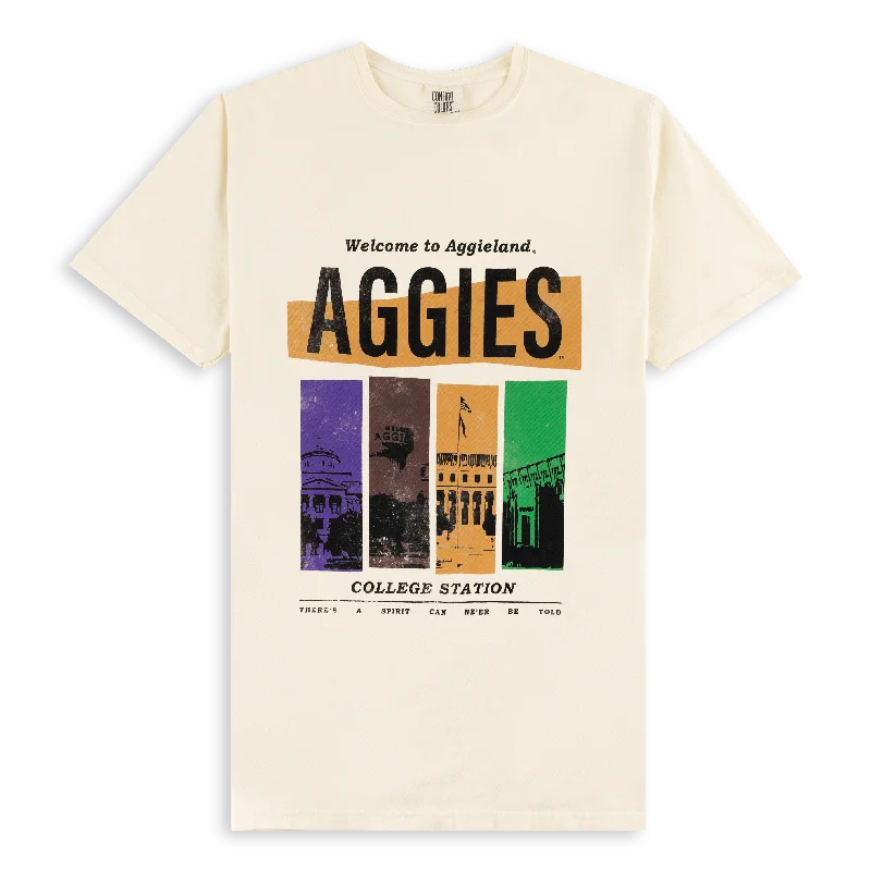 Aggies Landmarks T-Shirt Mesh Fabric Canvas Fabric Denim Fabric