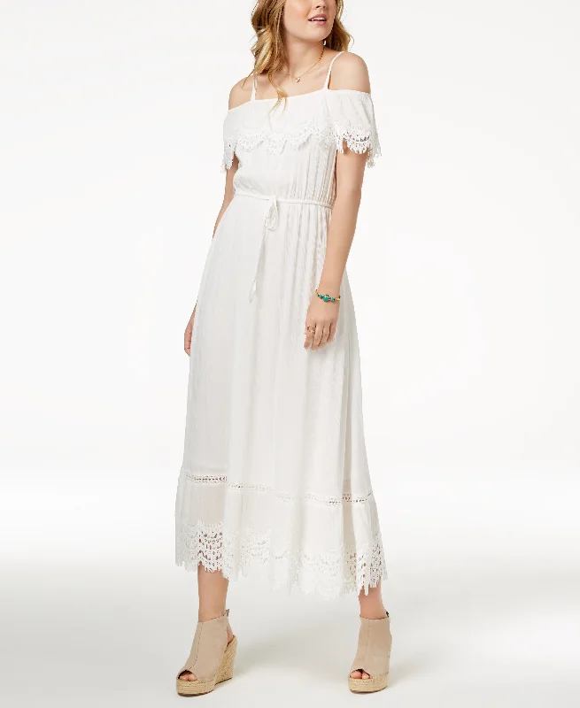 Juniors' Ruffled Maxi Dress Classic V-Neck Maxi Dress