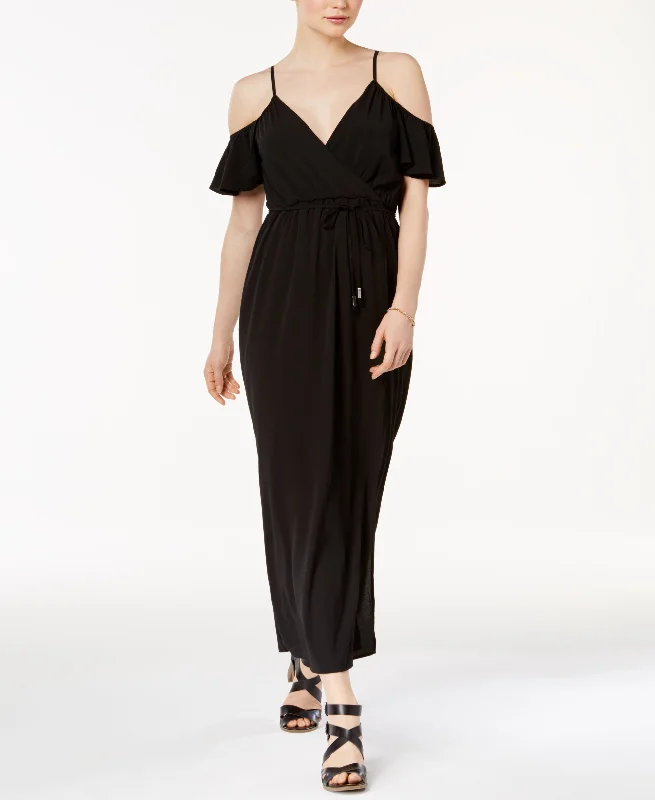 Bar III Cold Shoulder Maxi Dress Stylish Maxi Dress with Pleats