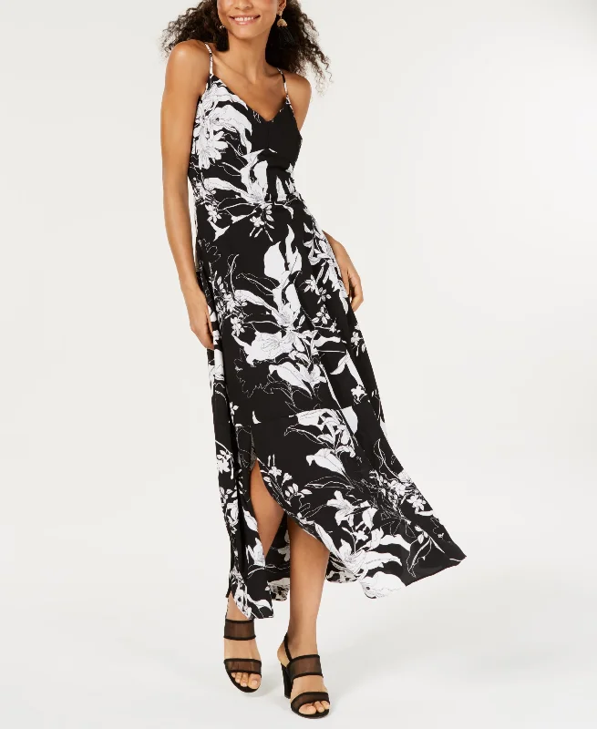 Bar III Printed Maxi Dress Fashionable Open-Back Maxi Dress