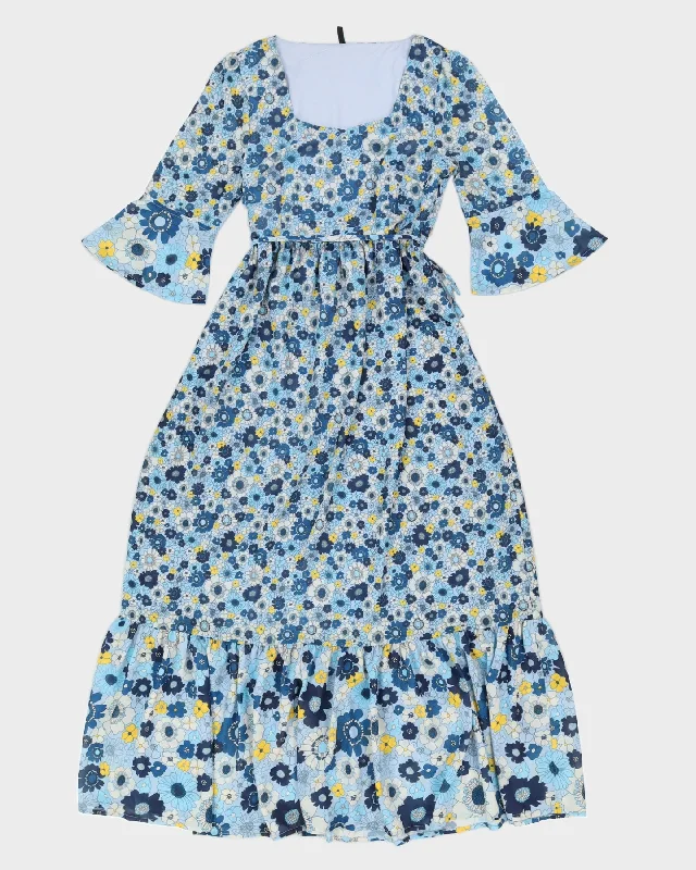 Benetton Blue & Yellow Floral Maxi Dress - M Elegant Lace Maxi Dress