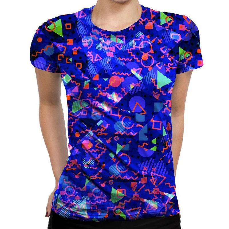 Blue Shapes Womens T-Shirt Terry Blend Velvet Blend Canvas Blend