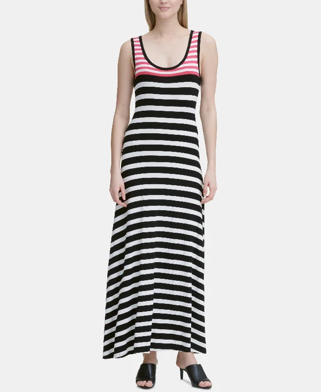 Calvin Klein Sleeveless Striped Maxi Dress Cozy Ribbed Maxi Dress