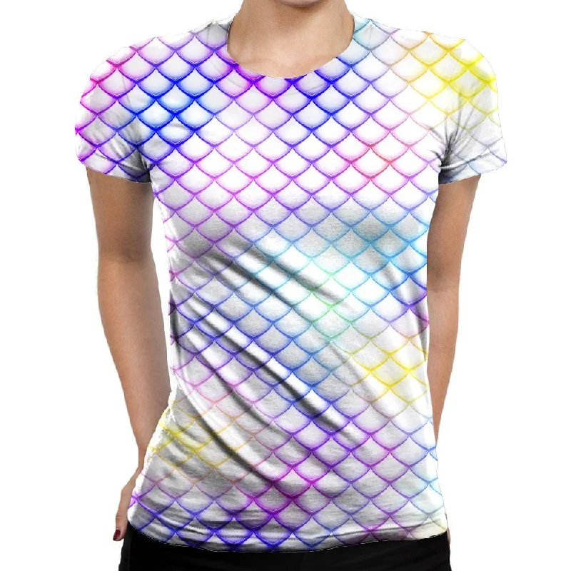 Colorful Dragon Scales Womens T-Shirt Zippered Front Buttoned Front Snap Front