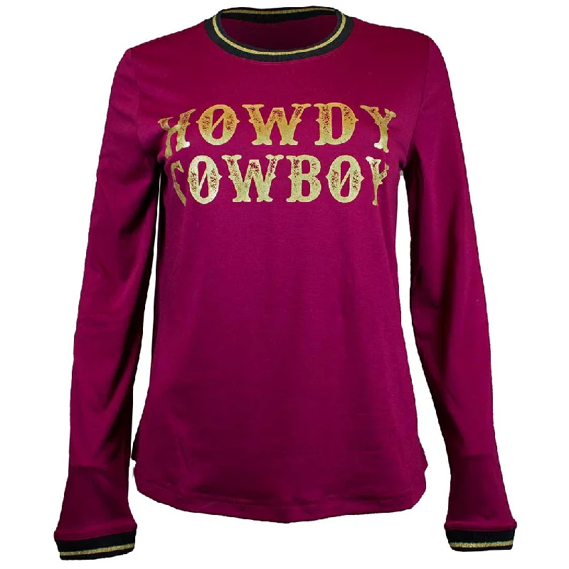 Cruel Denim Women's Howdy Cowboy Ringer T-Shirt Machine Wash Dry Clean Hand Wash