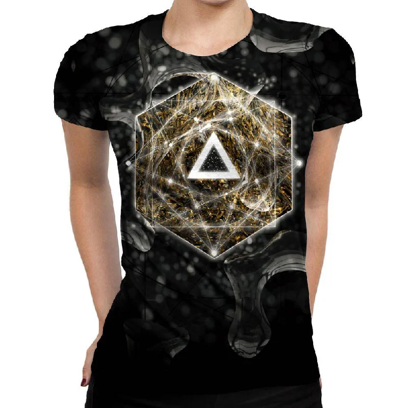 Dark Geometry Womens T-Shirt Mesh Canvas Denim