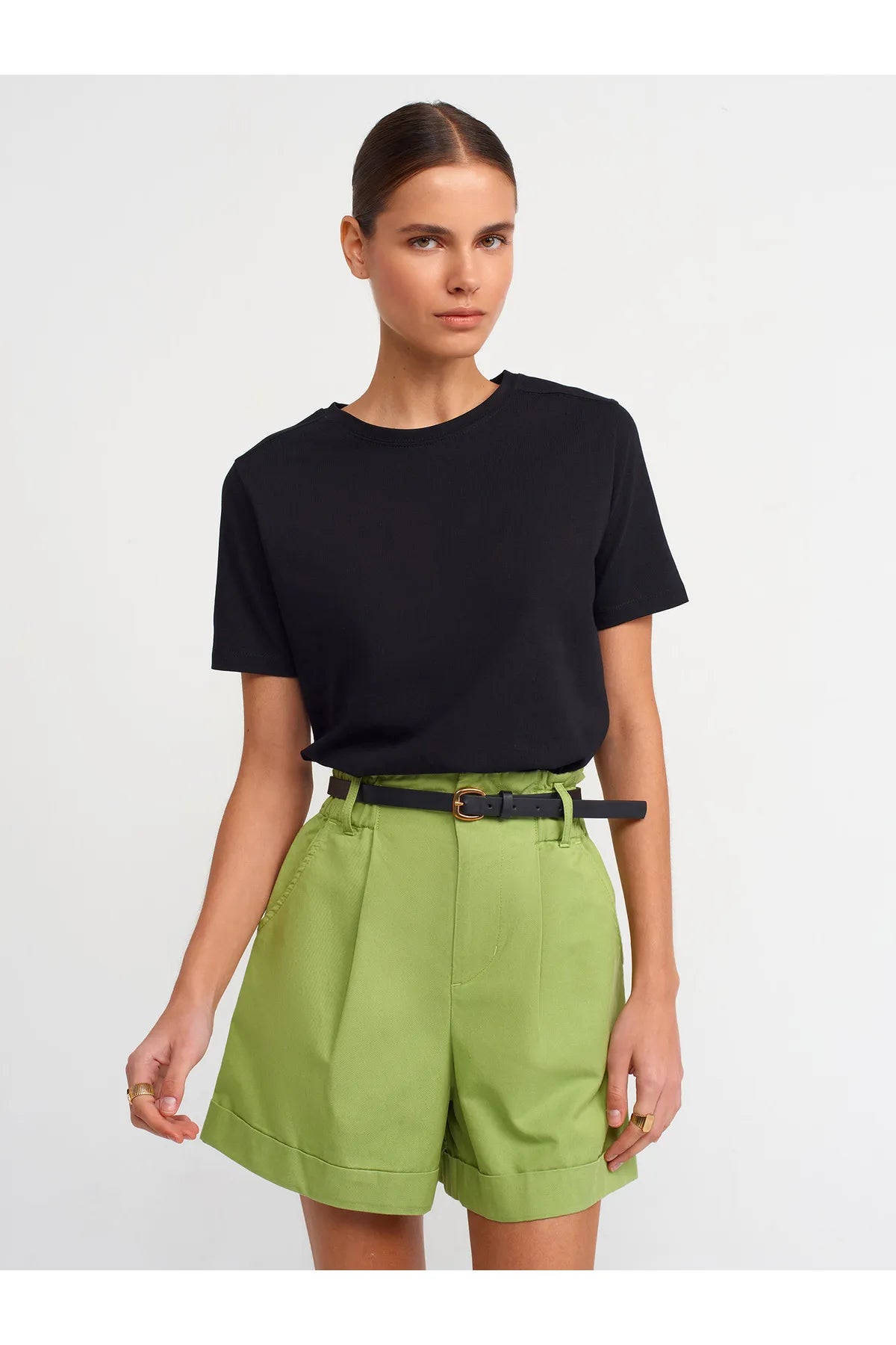 Dilvin Women's Black Cotton T-shirt Terry Blend Velvet Blend Canvas Blend