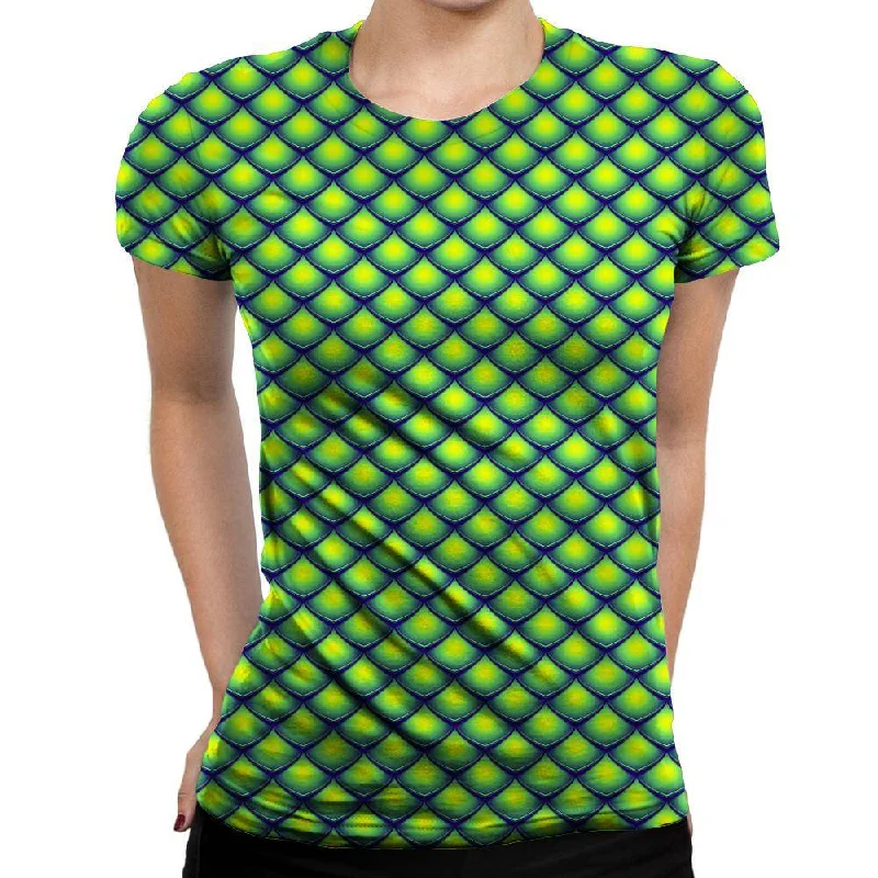 Dragon Scales Womens T-Shirt Handmade Hand-knitted Hand-woven