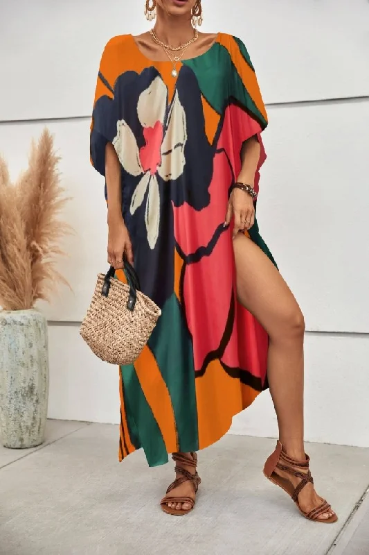 Women's Plus Size Long Swimsuit Coverup Flower Print Caftan Retro-Inspired Bikini Set Women's Plus Size Long Swimsuit Coverup Flower Print Caftan Retro-Inspired Bikini Set