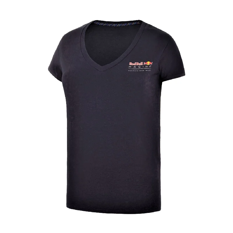 T-SHIRT Ladies Top Red Bull Racing Formula One 1 Team Womens NEW V-Neck Navy XS Ribbed Striped Patterned