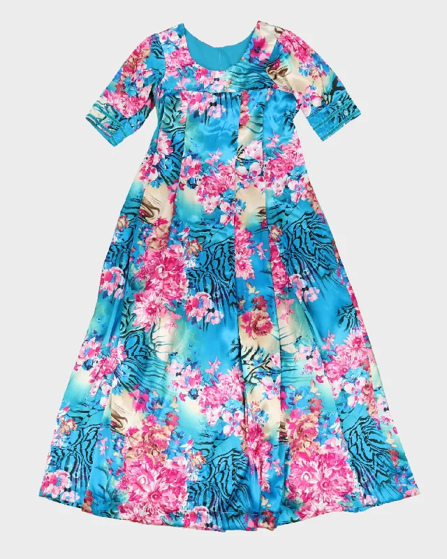 Floral kaftan style maxi dress - S / M Chic Button-Up Maxi Dress