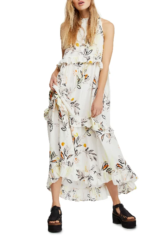 Free People Anita Cotton Printed Maxi Dress Fashionable High-Waist Maxi Dress