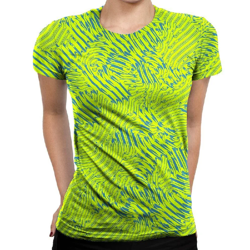 Green Gush Womens T-Shirt Front Pockets Side Pockets Patch Pockets