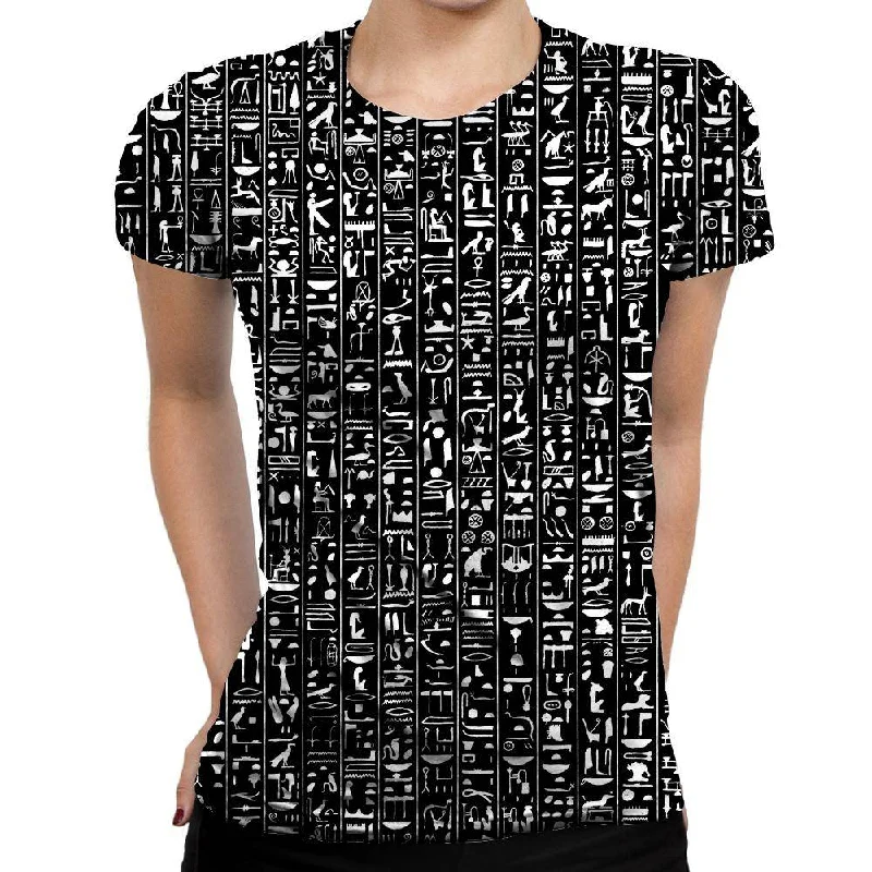 Hieroglyphics Womens T-Shirt Jersey Fabric Tulle Fabric Batik Fabric