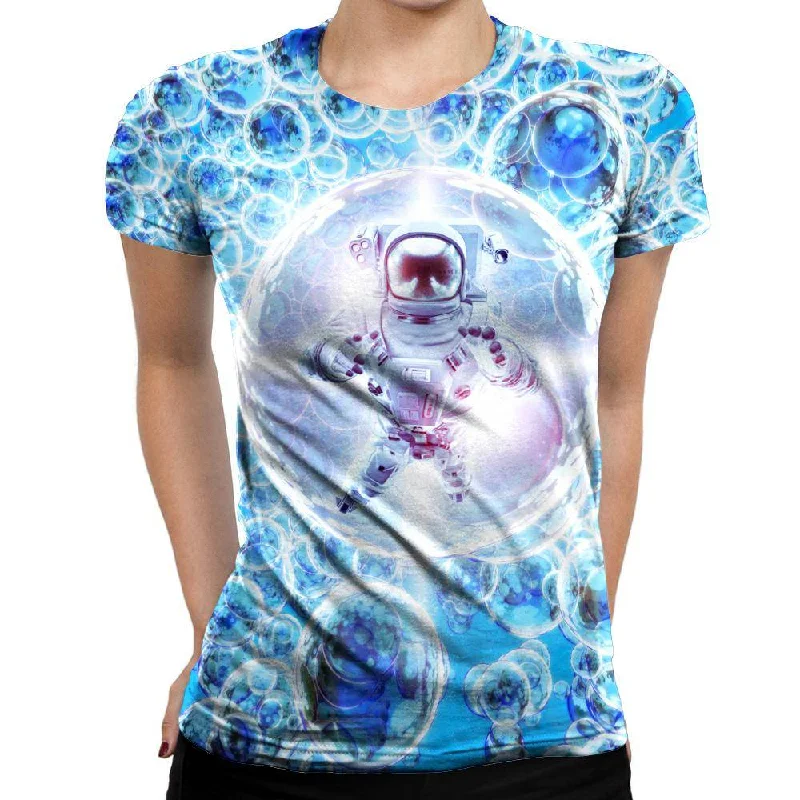 Infinite Galaxy Womens T-Shirt Print Jacquard Patchwork