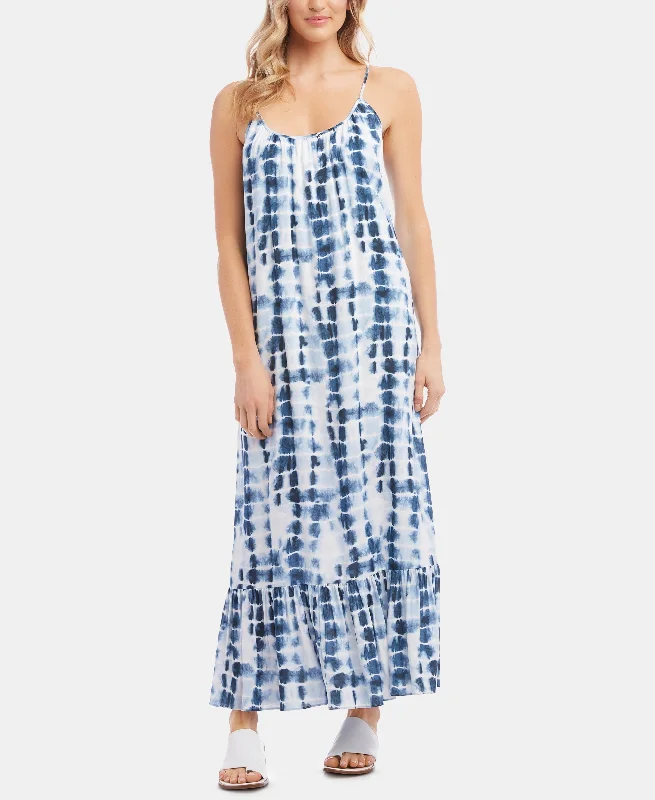 Karen Kane Tie Dyed Ruffle Hem Maxi Dress Chic Summer Floral Maxi Dress