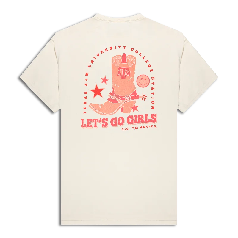 Texas A&M Let's Go Girls Parchment T-Shirt Mesh Blend Leather Blend Suede Blend