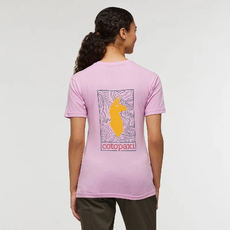 Llama Map Organic T-Shirt - Womens Collared Crew Neck Turtle Neck