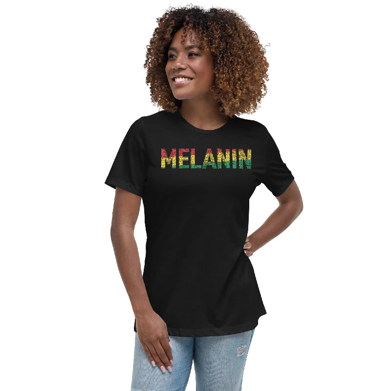 MELANIN (HORTIZONAL) Women's short sleeve t-shirt Silk Blend Satin Velvet