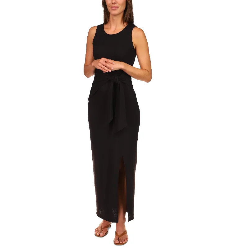 Michael Michael Kors Waffle-Knit Tie-Waist Maxi Dress Elegant Maxi Dress with Drapes