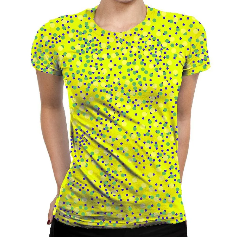 Mixed Dots Womens T-Shirt Embroidered Appliqued Beaded