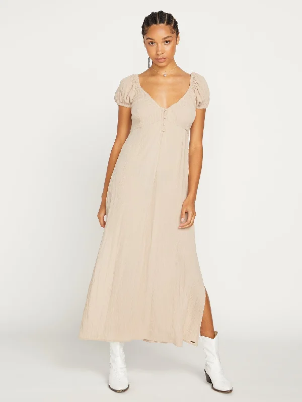 Moonblast Maxi Dress - Taupe Trendy V-Neck Maxi Dress