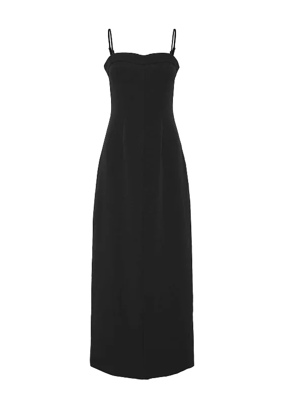 Pieces Pocelle Corsage Maxi Dress, Black Fashionable Sheer Maxi Dress