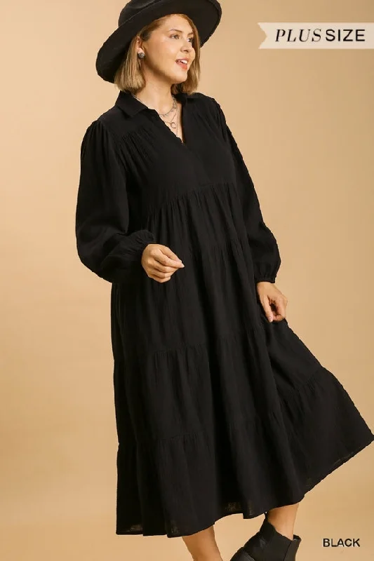 [Plus] Ellie Maxi Dress-Black Stylish Empire Waist Maxi Dress